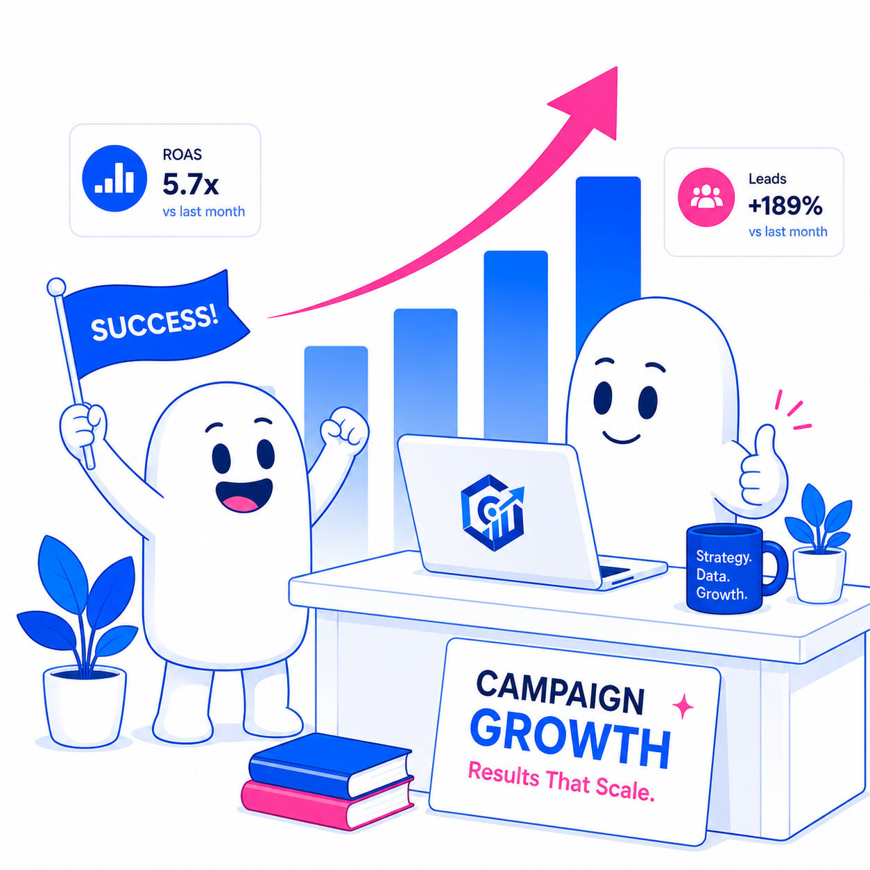 Campaign growth cartoon illustration